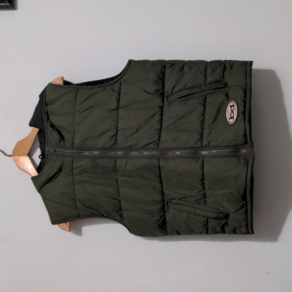 Vintage Board Dokter Quilted Puffer Hooded Hunter Green Vest